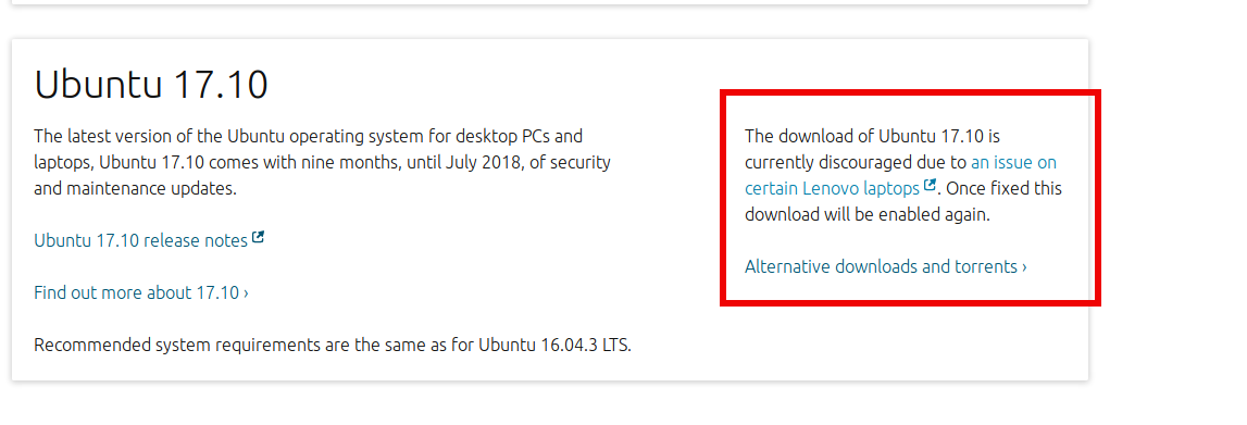 ¿Dónde descargar Ubuntu 17.10 Artful Aadvark mientras el enlace de la página principal no funcione?